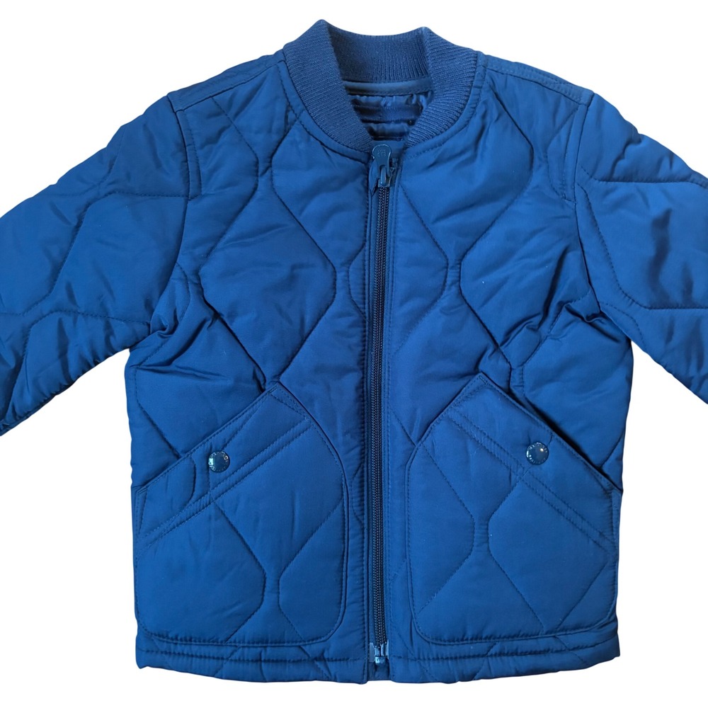 Baby Gap Toddler Navy Blue Quilted Bomber Jacket Coat Size 2T Preppy Classic
